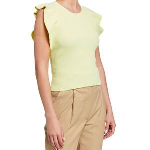 A.L.C. Holley Flutter-Sleeve Knit Top X.S Womens in Lemon
